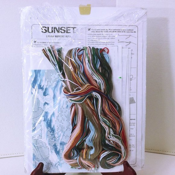 Sunset 13108 'Wintry Ride' Stamped Cross Stitch Kit DIY Project Opened Complete - Picture 6 of 7